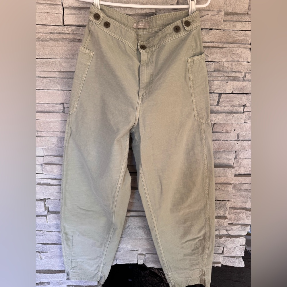 Everlane Sage Green Fatigue Barrel Pants Organic Cotton